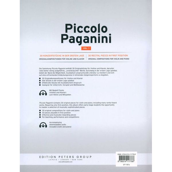 Edition Peters Piccolo Paganini 1