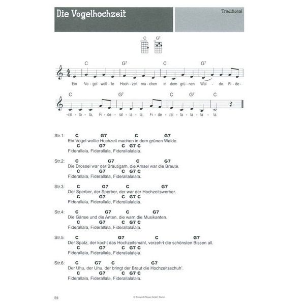 Bosworth 100 Kinderlieder für Ukulele