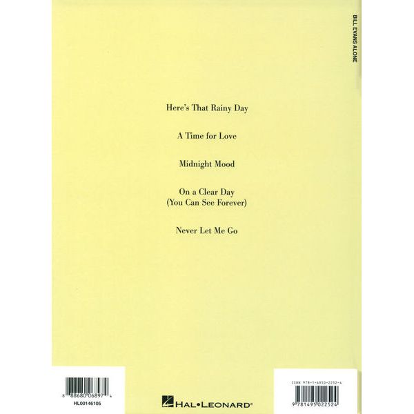 Hal Leonard Bill Evans Alone