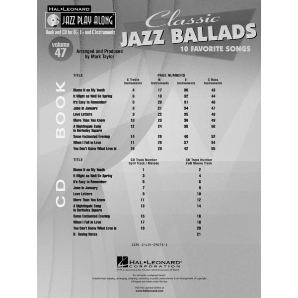 Hal Leonard Jazz Play-Along Classic Jazz