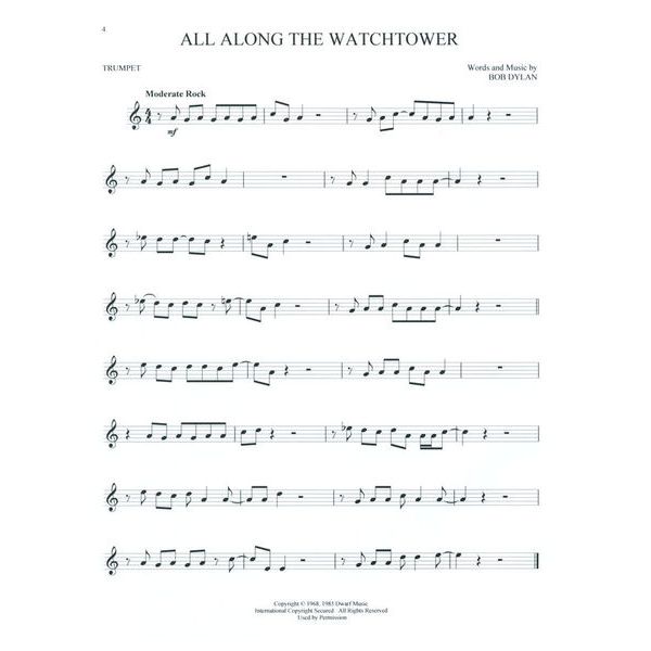 Hal Leonard Greatest Songs Of Rock Trumpet