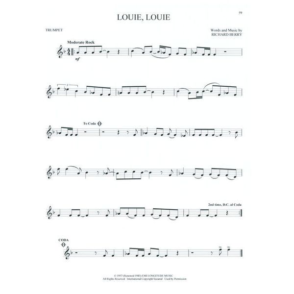 Hal Leonard Greatest Songs Of Rock Trumpet