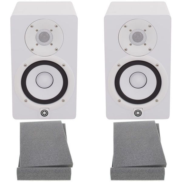 Yamaha HS5 5 Powered Studio Monitor Speaker - White COMPLETE AUDIO BUNDLE