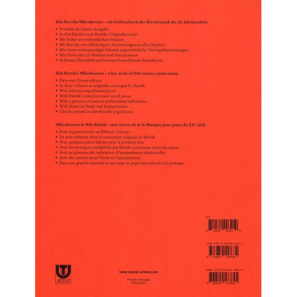 Wiener Urtext Edition Bartok Mikrokosmos 1