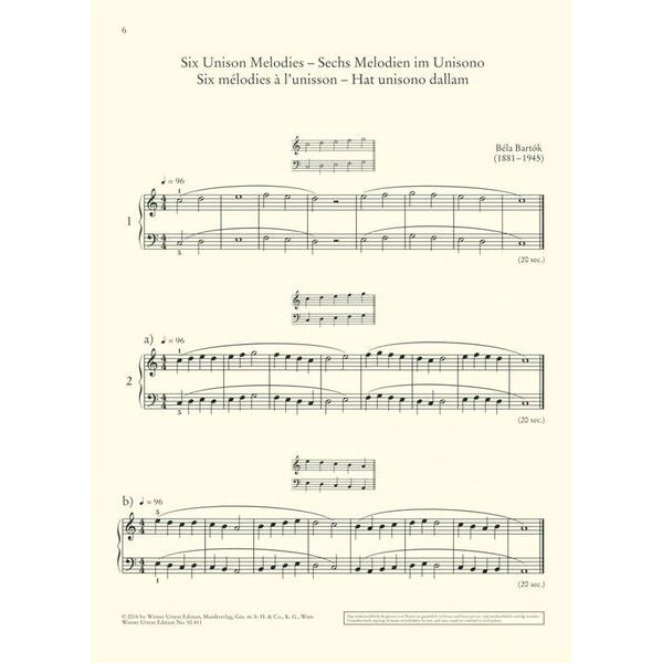 Wiener Urtext Edition Bartok Mikrokosmos 1