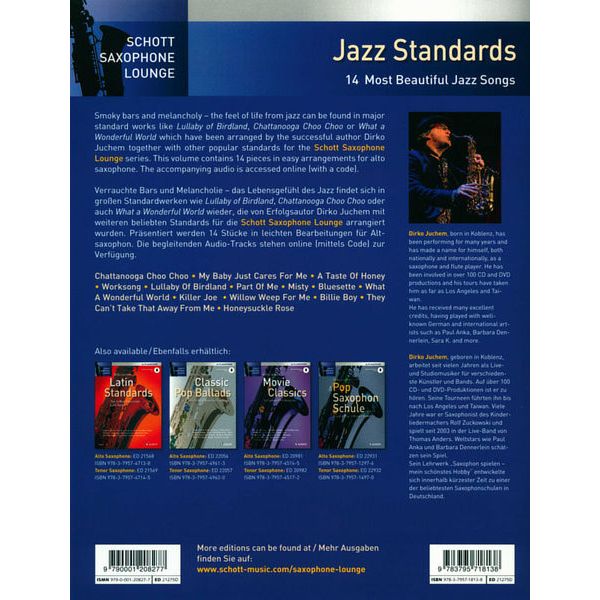 Schott Jazz Standards Alto Sax
