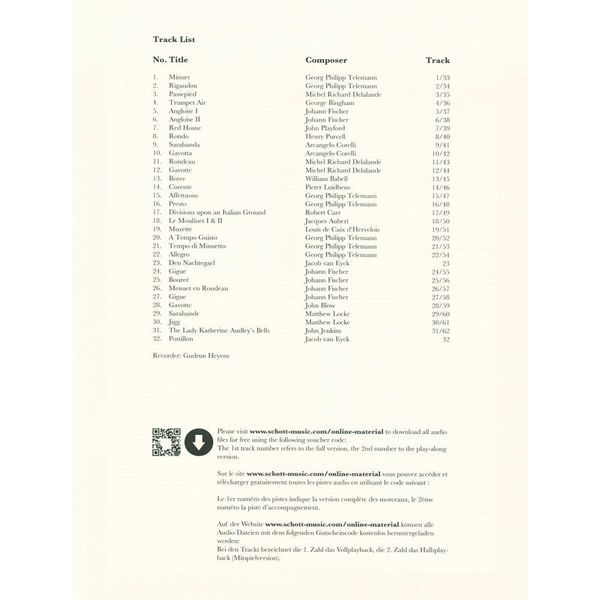 Schott Baroque Recorder Anthology 2