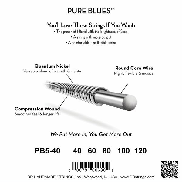 DR Strings Pure Blues PB5-40