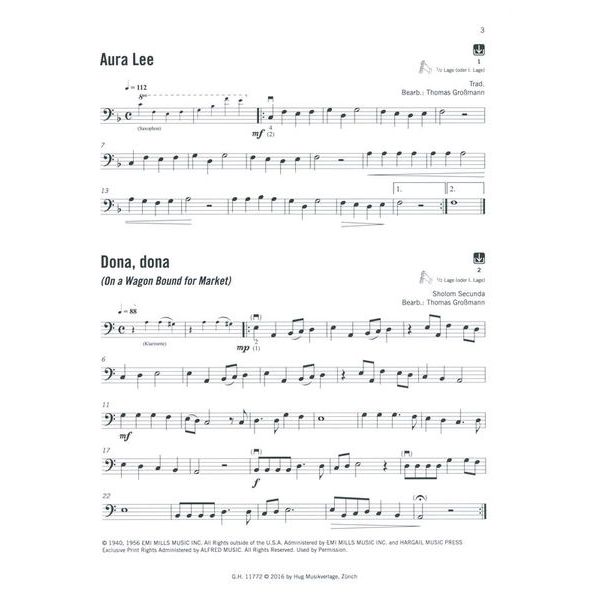 Edition Hug Songs für Kontrabass