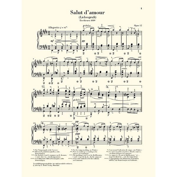 Henle Verlag Elgar Salut d'Amour Piano