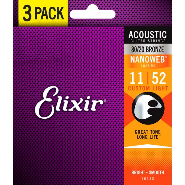 Elixir Nanoweb Custom Light Acou- 3P