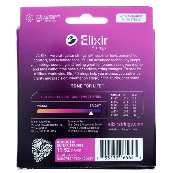 Elixir Nanoweb Custom Light Acou- 3P