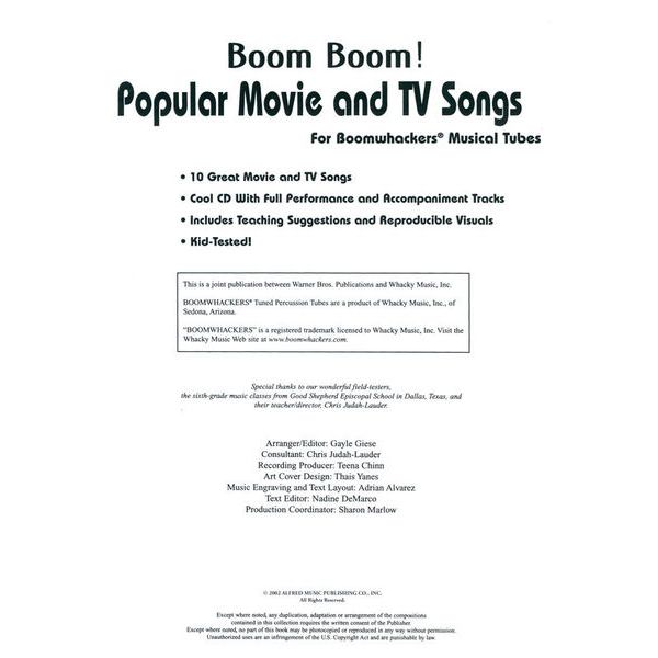 Alfred Music Publishing Boom Boom ! Popular Movie