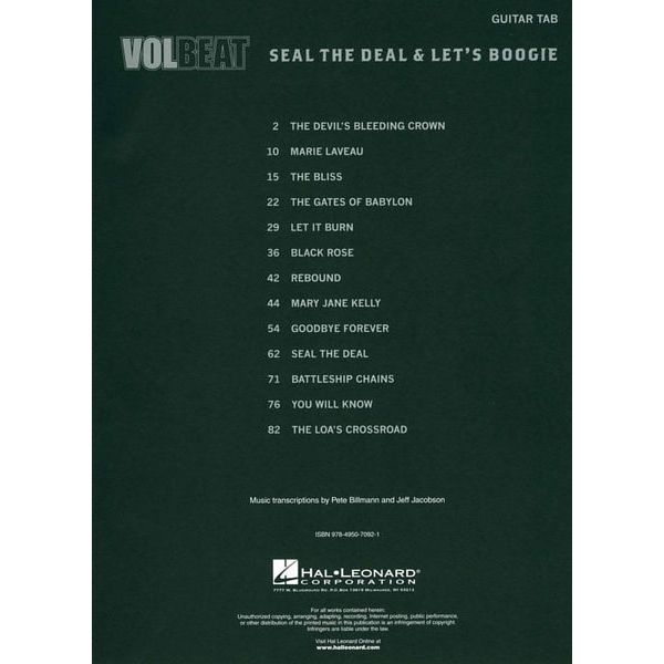 Hal Leonard Volbeat Seal The Deal & Let's