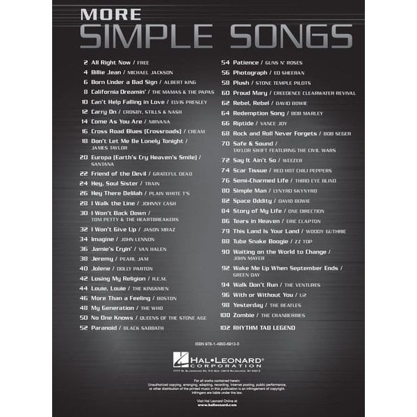 Hal Leonard More Simple Songs: The Easiest