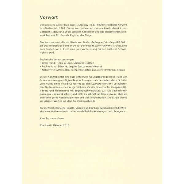 Bärenreiter Accolay Concerto Nr.1