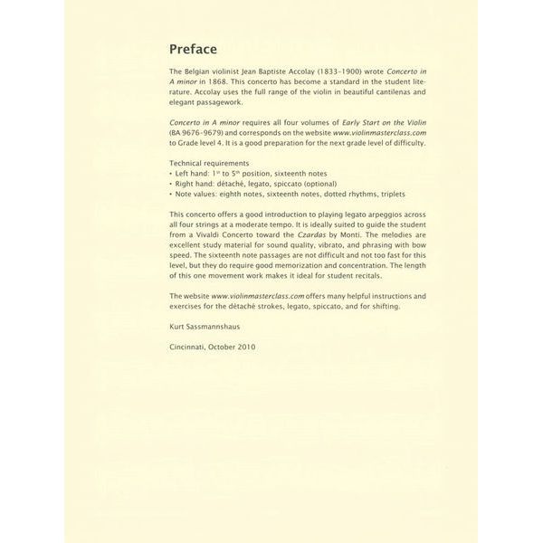 Bärenreiter Accolay Concerto Nr.1