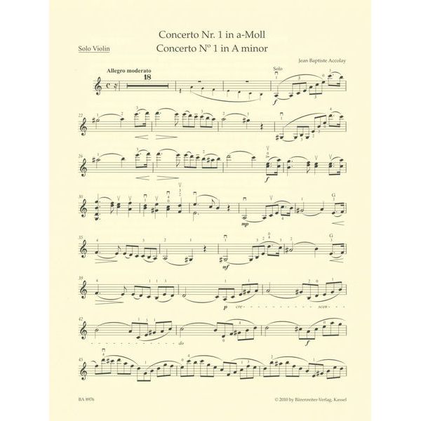 Bärenreiter Accolay Concerto Nr.1