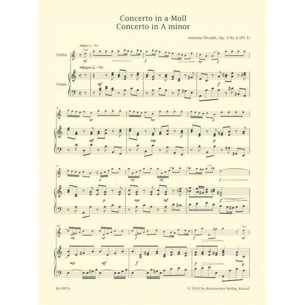 Bärenreiter Vivaldi Concerto op.3/6