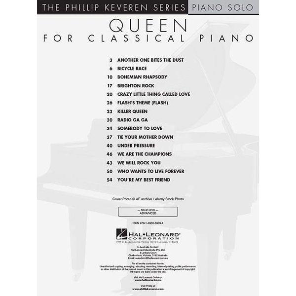 Really Easy Piano Queen, Livro de canções