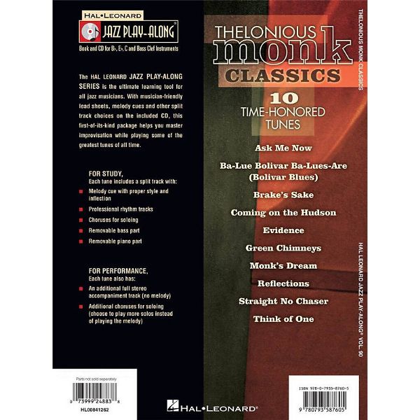 Hal Leonard Jazz Play-Along T. Monk