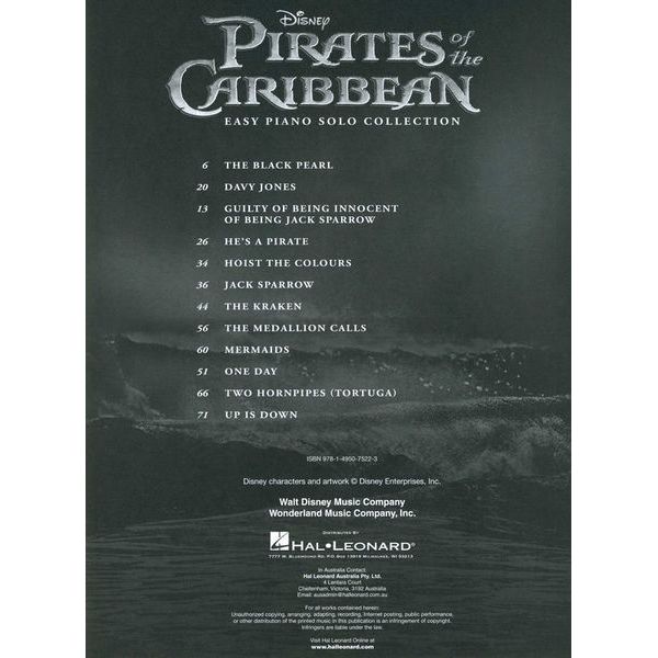 Hal Leonard Pirates Of The Caribbean Easy