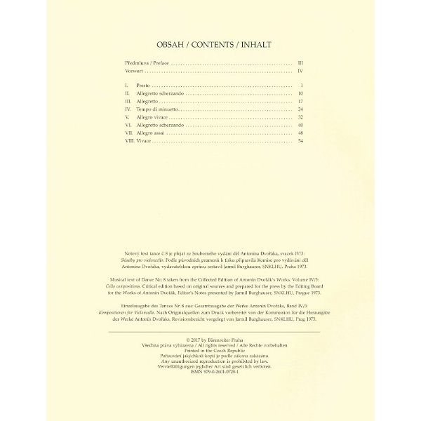 Bärenreiter Dvorák Slavonic Dances op.46