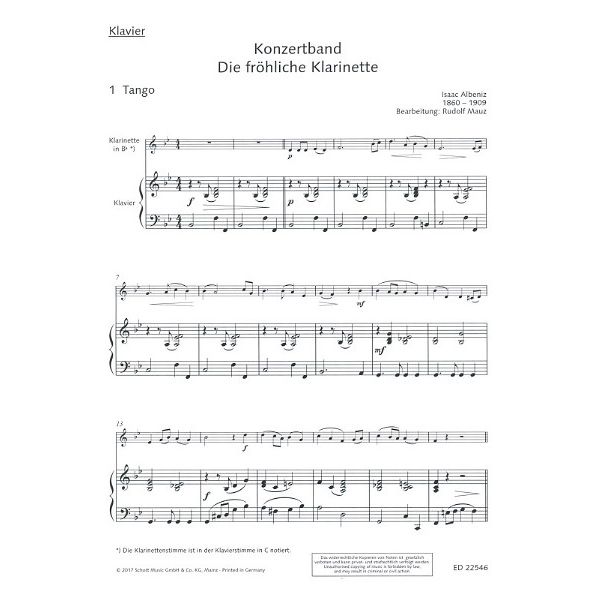 Schott Fröhliche Klarinette Konzert