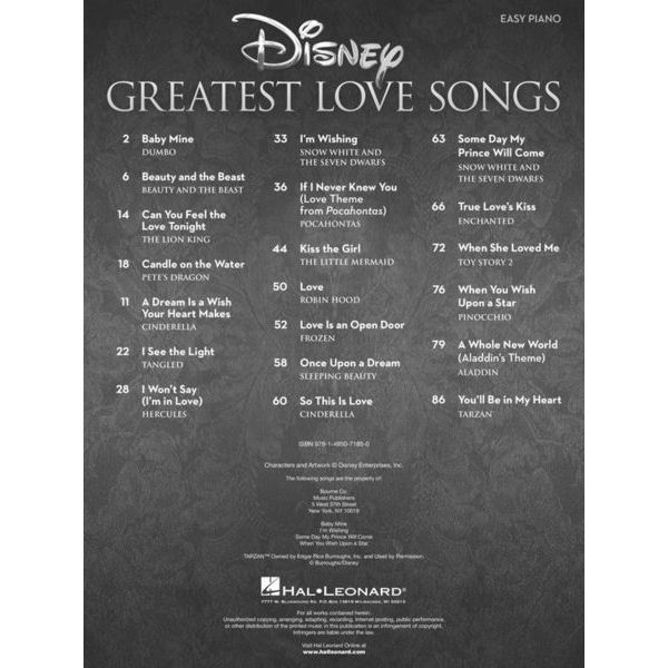 Hal Leonard Disney's Greatest Love Songs