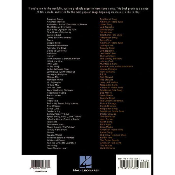 Hal Leonard 50 Songs You Should Mandolin