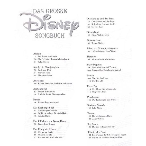 Hal Leonard Das Grosse Disney Songbuch