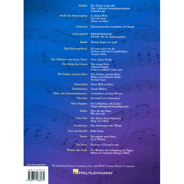 Hal Leonard Das Grosse Disney Songbuch