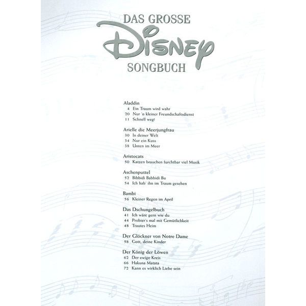 Hal Leonard Das Grosse Disney Songbuch