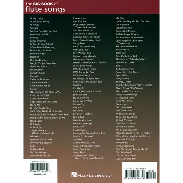 Hal Leonard Big Book Of Flute Songs