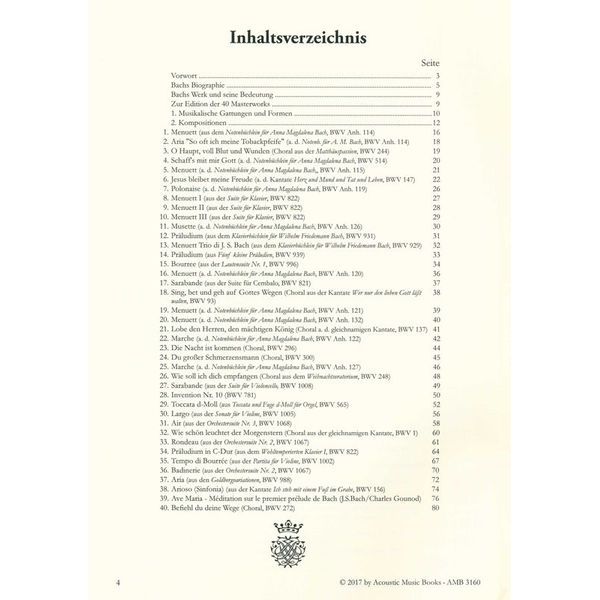Acoustic Music Books 40 Masterworks J.S.Bach