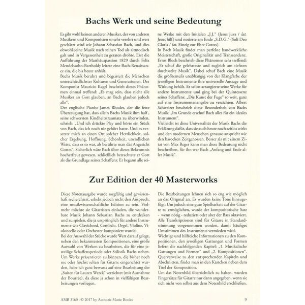 Acoustic Music Books 40 Masterworks J.S.Bach
