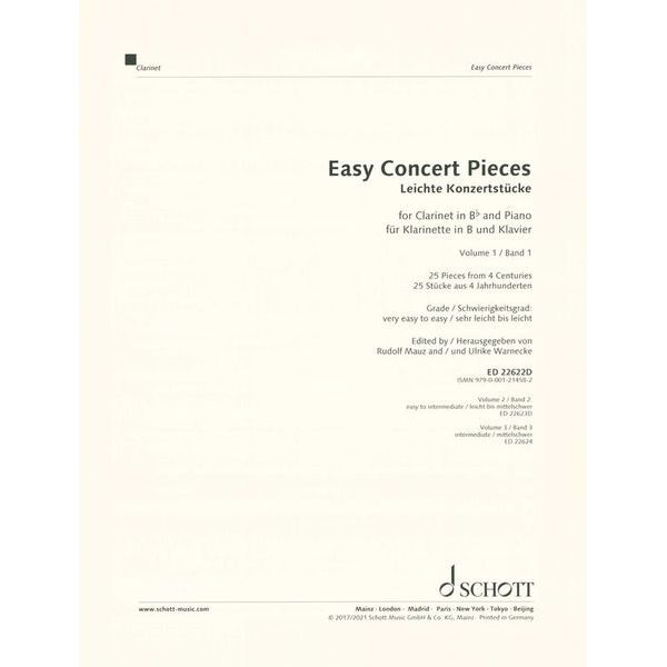 Schott Easy Concert Pieces Clarinet 1