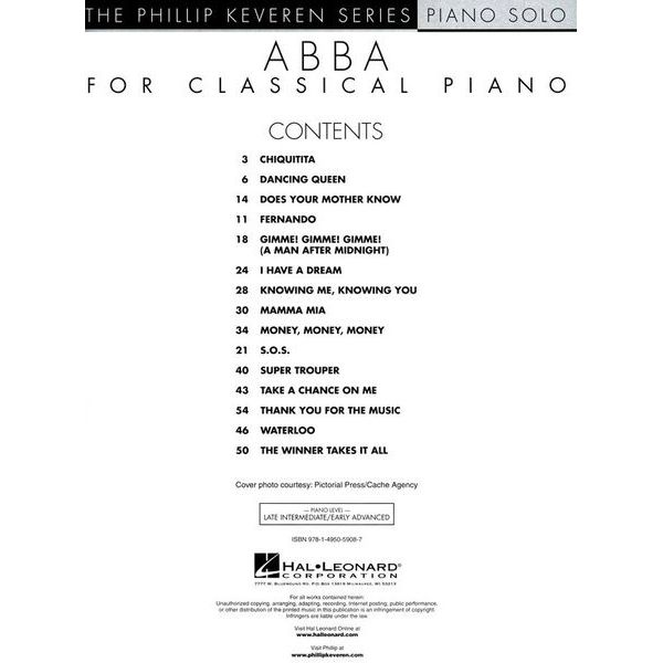 Hal Leonard Abba for Classical Piano