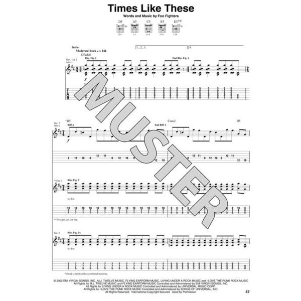 Times Like These Sheet Music, Foo Fighters