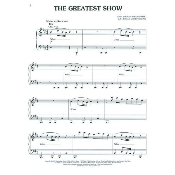 Hal Leonard The Greatest Showman Easy P.