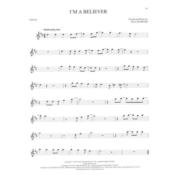 Hal Leonard 101 Popular Songs Violin