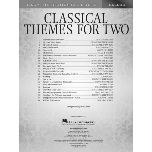 Hal Leonard Classical Themes Two Cellos