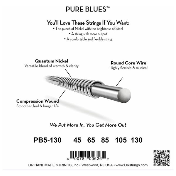 DR Strings Pure Blues PB5-130