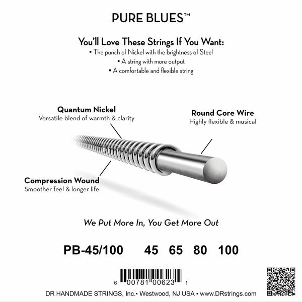 DR Strings Pure Blues PB-45/100