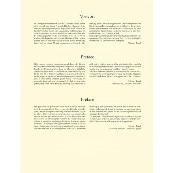 Bärenreiter Händel Leichte Klavierstücke