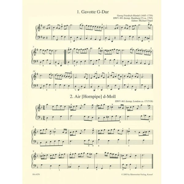 Bärenreiter Händel Leichte Klavierstücke