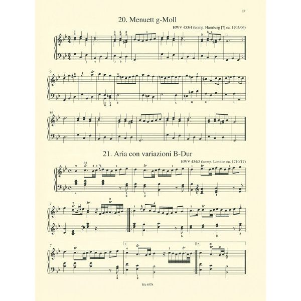 Bärenreiter Händel Leichte Klavierstücke