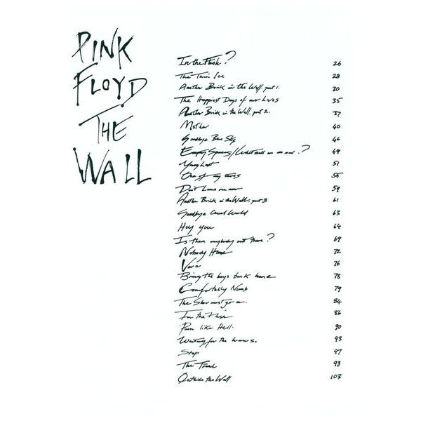 Music Sales Pink Floyd The Wall