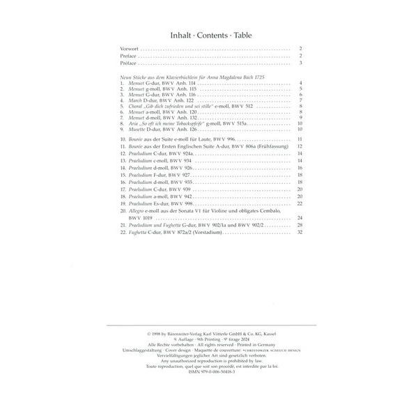 Bärenreiter Bach Leichte Klavierstücke