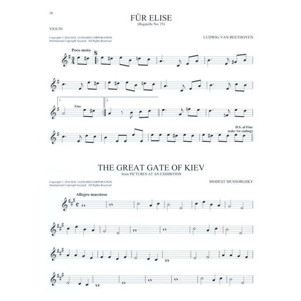 Hal Leonard 101 Classical Themes Violin